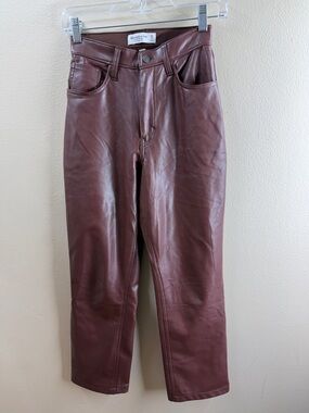 Abercrombie & Fitch Brown Leather High-Rise Pants